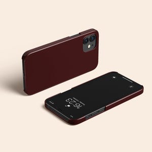 Funda para teléfono color burdeos oscuro, diseño minimalista sólido y llamativo, cubierta protectora rígida. imagen 7