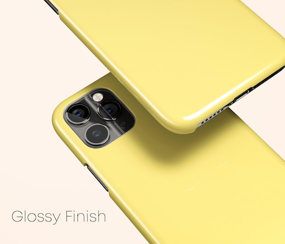 レモンイエローのスマホケース、無地のiPhone 15ケース、ミニマルな