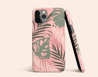 Pink Tropical Leaves Phone Case | Palm Leaf iPhone 14 Case | iPhone 13 Case | iPhone 12 Case | iPhone 11 Case | iPhone XR Case | Galaxy S22