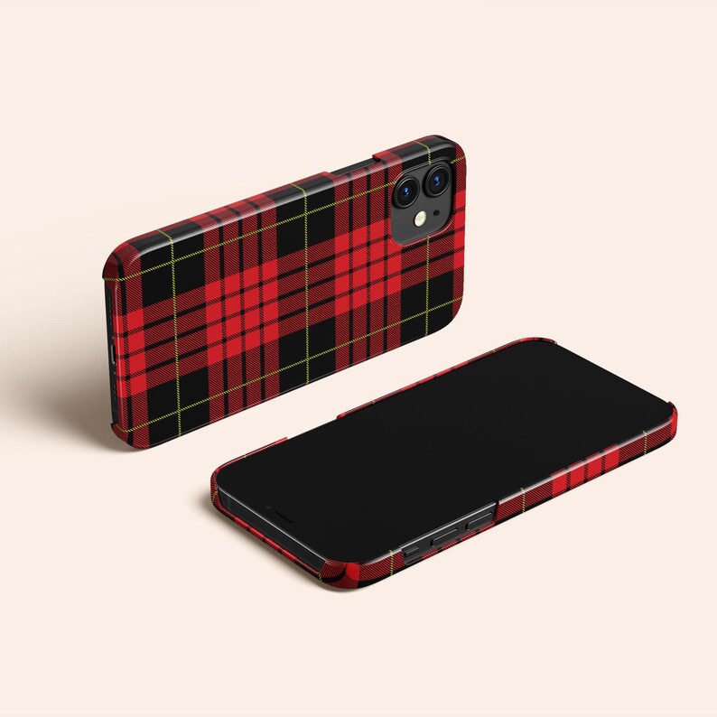 Red Tartan Plaid Phone Case, Classic Scottish Check Pattern, Preppy Design Style, Protective Cover for iPhone, Galaxy and Pixel image 5