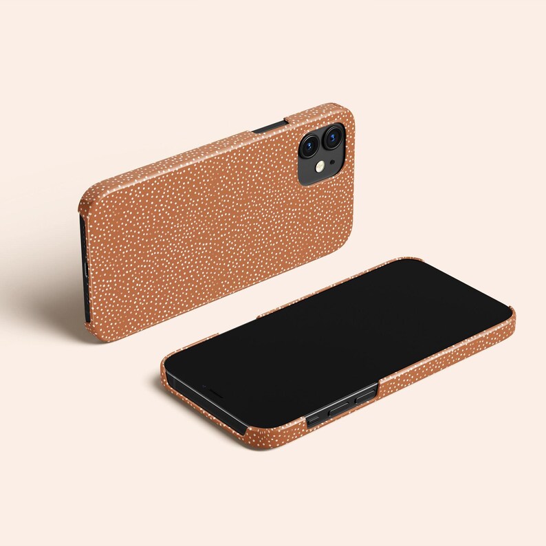 Harvest Brown Polka Dot Phone Case, Protective Hard Cover image 4