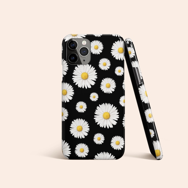 Daisy Flower iPhone 14 Pro Max Case White Floral iPhone 13 Case Black iPhone 12 Case Spring iPhone 11 Case Protective Case Galaxy S23 Case