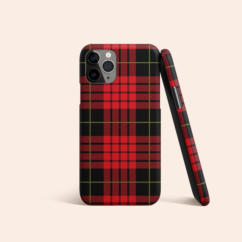 Red Tartan Plaid Phone Case, Classic Scottish Check Pattern, Preppy Design Style, Protective Cover for iPhone, Galaxy and Pixel image 3