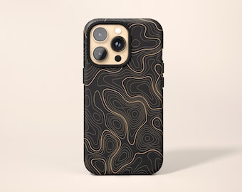 Black Topographic Phone Case | Map iPhone 14 Case | Abstract iPhone 13 Case | iPhone 12 Case | iPhone 11 Case | Galaxy S22 Case
