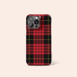 Red Tartan Plaid Phone Case, Classic Scottish Check Pattern, Preppy Design Style, Protective Cover for iPhone, Galaxy and Pixel image 1