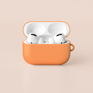Cantaloupe Orange AirPods Pro Case Solid Orange AirPods Cover Protective Case For Apple AirPods With Carabiner Keychain 1st Gen 2nd Gen