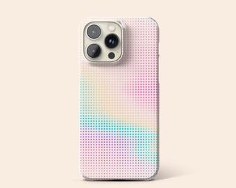 Rainbow Half Tone Phone Case, Soft Colorful Ombre Polka Dot Design, Protective Hard Cover