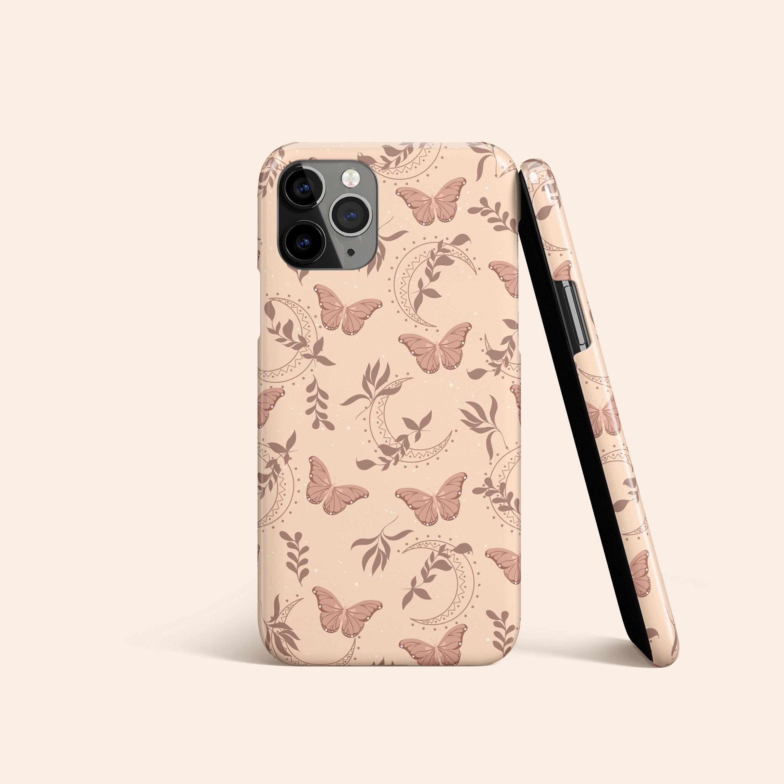 Butterfly Moon Phone Case, Celestial iPhone 13 Case, Boho iPhone 12 Case, Beige iPhone 11 Case, iPhone X, XR, XS Case, Galaxy Phone Case