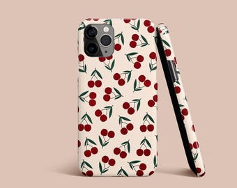 Red Cherries Phone Case, Fruit Pattern Protective Cover
