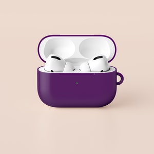 Purple AirPods Case Eggplant AirPods Pro Case Solid Purple Protective Cover For Apple AirPods With Carabiner Keychain 1st Gen 2nd Gen