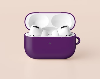 Purple AirPods Case, Hard Protective Cover With Carabiner Keychain
