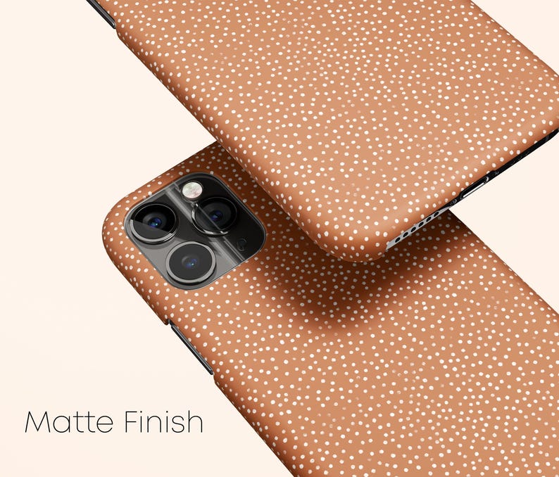 Harvest Brown Polka Dot Phone Case, Protective Hard Cover image 3
