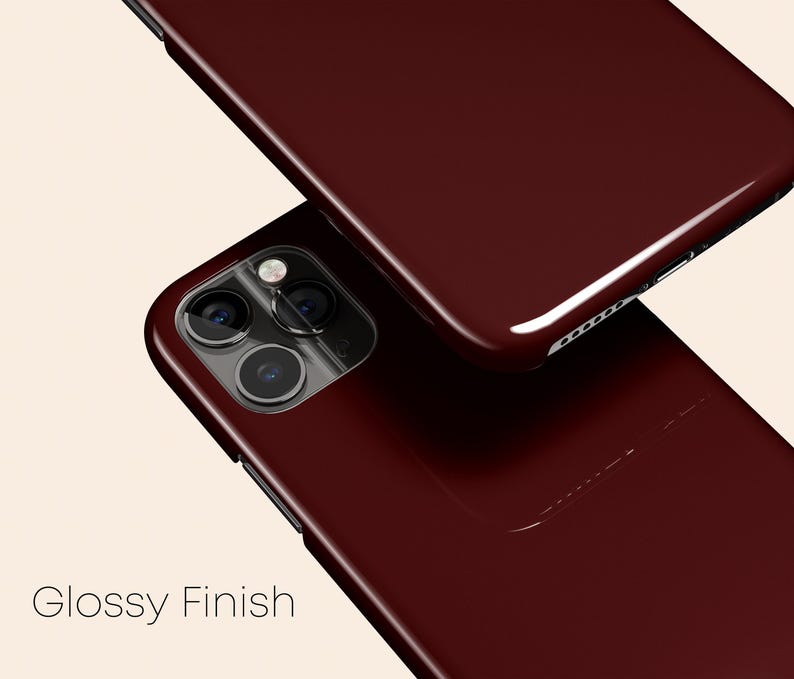 Funda para teléfono color burdeos oscuro, diseño minimalista sólido y llamativo, cubierta protectora rígida. imagen 2