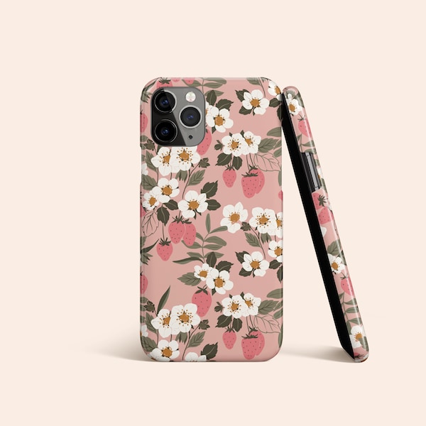 Wild Strawberry Phone Case, Dusty Pink iPhone 13 Case, iPhone 12 Case, iPhone 11 Pro Case, iPhone XR Case, Galaxy S22 Case, Pixel 6 Case