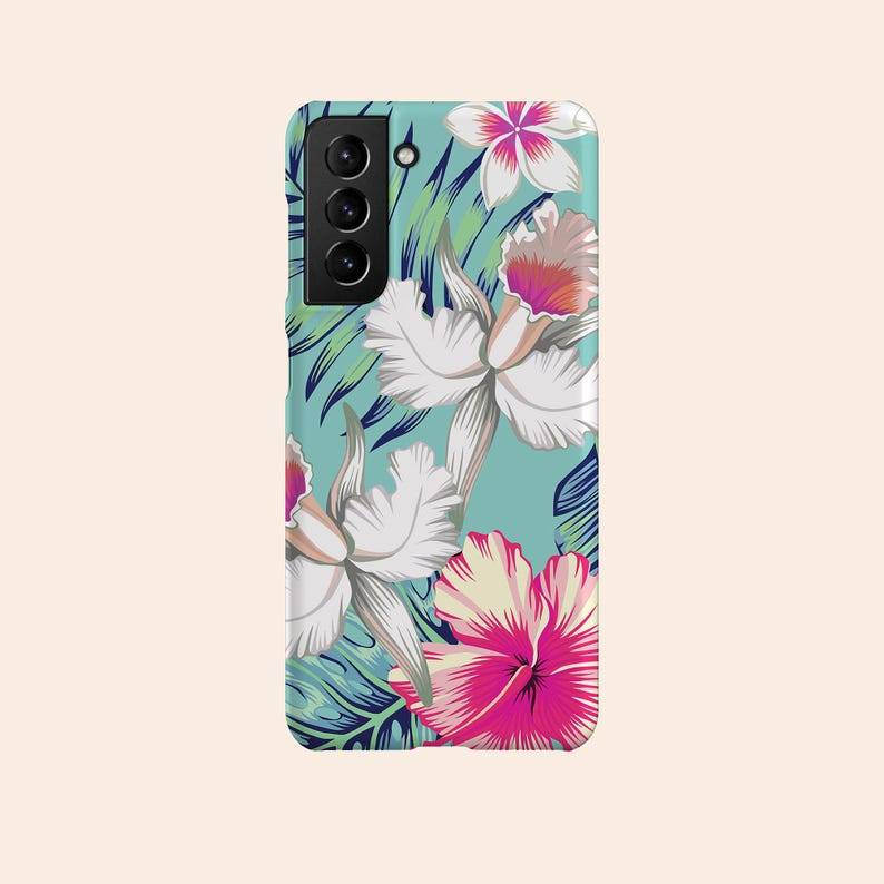 Custodia per telefono con motivo floreale tropicale hawaiano, custodia blu floreale per iPhone 12, custodia blu per iPhone 11, custodia floreale per iPhone X, custodia botanica per iPhone XR, XS immagine 5