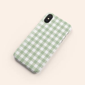 Green Gingham Phone Case, Checkered iPhone 13 Case, Green Plaid iPhone 12 Case, iPhone 11 Case, iPhone XR Case, Galaxy Phone Case, pixel image 6
