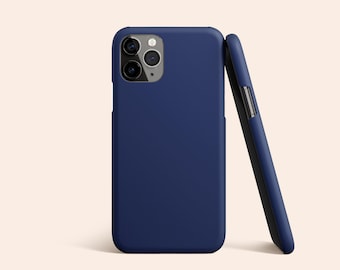 Funda azul oscuro para teléfono, funda resistente para iPhone 15, funda mate de color sólido para iPhone 14, funda brillante delgada minimalista para iPhone 13, funda protectora para iPhone 12