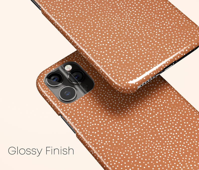 Harvest Brown Polka Dot Phone Case, Protective Hard Cover image 2