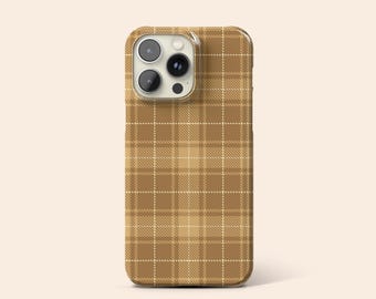 Brown Tartan Phone Case, Plaid iPhone 16 Case, Fall iPhone 15 Case, Warm Neutral Autumn iPhone 14 Tough Case, iPhone 13 Protective Cover