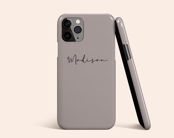 Stone Grey Personalized Phone Case, Custom Name iPhone 14 Case, Script Font iPhone 13 Case, Cursive Name iPhone 12 Case, iPhone 11 Case