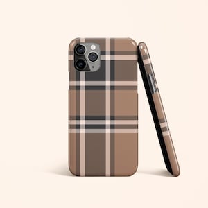 Braun Tartan Plaid Handytasche | iPhone 14 Hülle | Herbst iPhone 13 Hülle | iPhone 12 Hülle | iPhone 11 Hülle | iPhone XR | Galaxy S22 Hülle