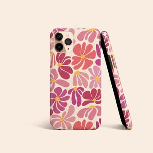 Pink Retro Flower Phone Case, Groovy iPhone 14 Pro Case, Floral iPhone 13 Slim Case, 70s Aesthetic iPhone 12 Case, Galaxy S23, Pixel 7 Case