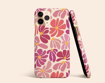 Pink Retro Flower Phone Case, Groovy iPhone 14 Pro Case, Floral iPhone 13 Slim Case, 70s Aesthetic iPhone 12 Case, Galaxy S23, Pixel 7 Case