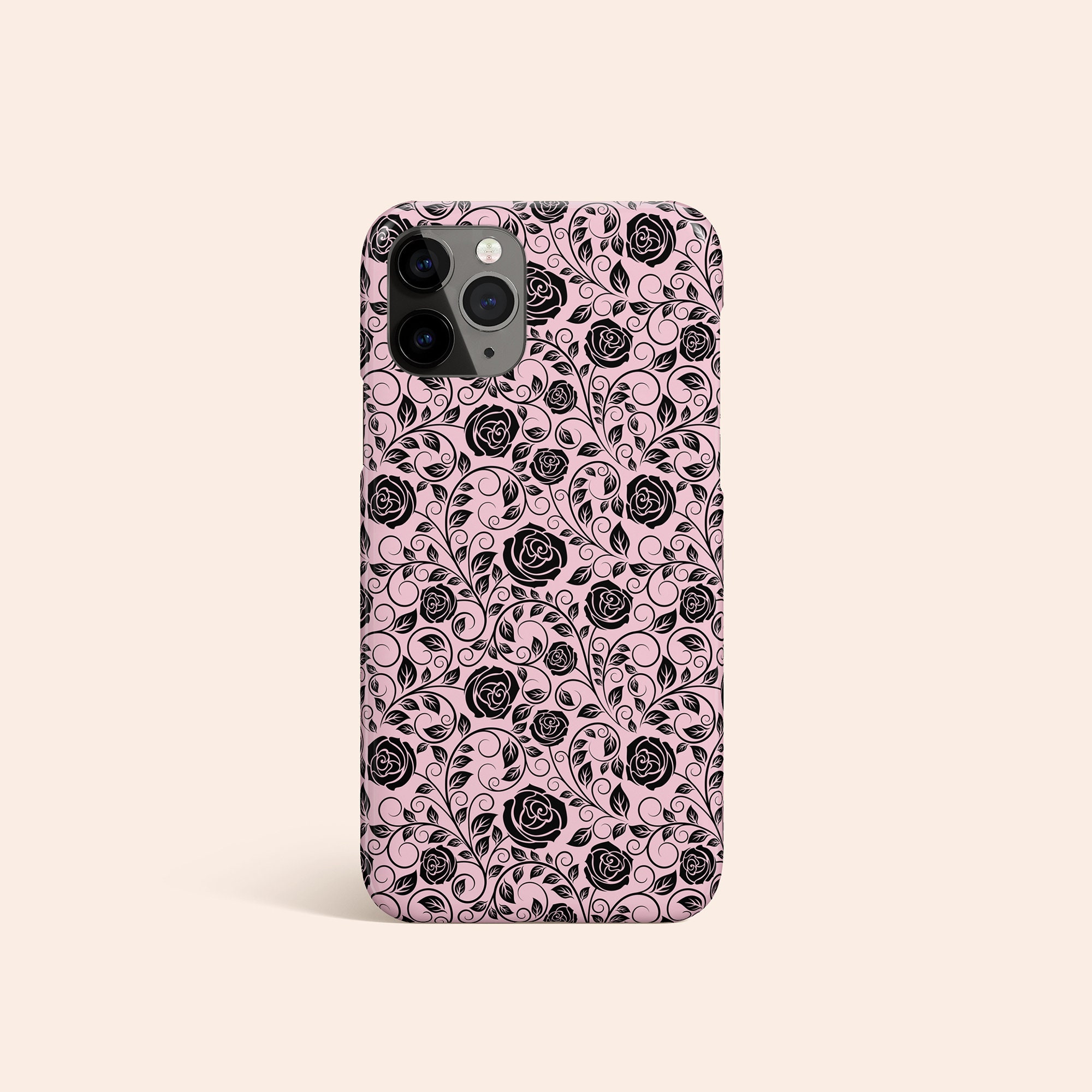 Black Rose Phone Case Pink Rose iPhone 12 Case Floral iPhone Etsy