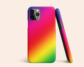 Funda para teléfono con diseño degradado arcoíris, diseño multicolor, cubierta rígida protectora.