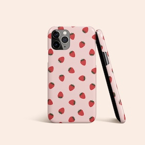 Strawberry Phone Case, Pink iPhone 13 Case, Fruit iPhone 12 Pro Case, Cute iPhone 11 Case, iPhone XR Case, Galaxy S22 Case, Pixel 6 Case