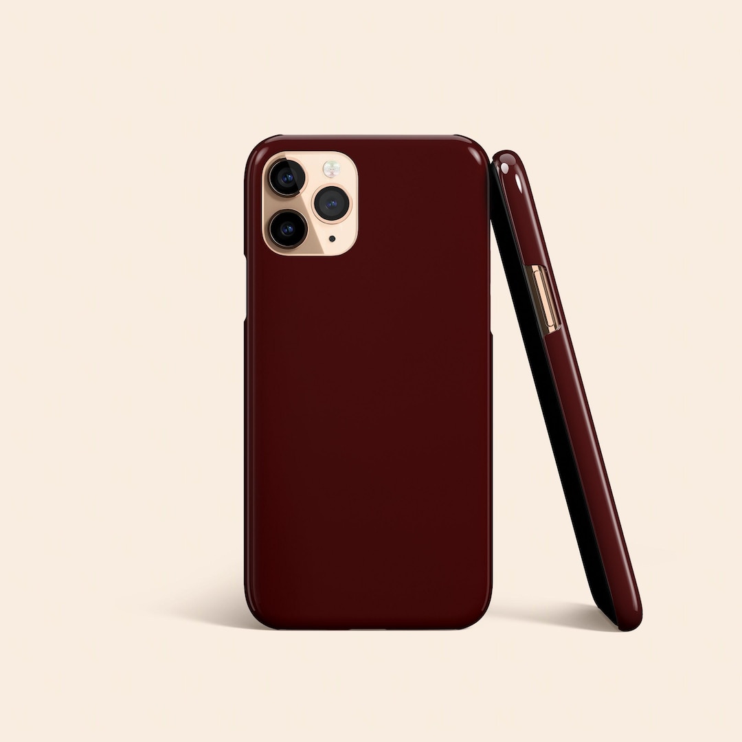 Dark Burgundy Phone Case, Solid Color iPhone 15 Tough Case