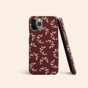 Étui pour portable feuille rouge hiver | Coque iPhone 14 rouge vineux | bordeaux coque iPhone 13 | Coque iPhone 12 botanique | Coque iPhone 11 | Étui pour Galaxy S22