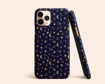 Midnight Celestial Phone Case, Star iPhone 12 Case, Moon iPhone 11 Case, Navy Blue iPhone X Case, Night Sky iPhone XR Case, Dark Blue iPhone
