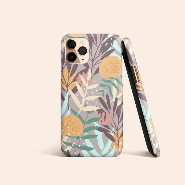 Boho Beach Abstract Phone Case, Tropical iPhone 13 Case, Mauve iPhone 11 Case, Sea Flora iPhone XR Case, Galaxy S22 Case, Pixel 6 Case