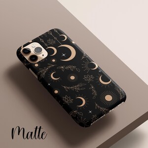 Black Celestial Phone Case, Moon iPhone 13 Case, Star iPhone 12 Case, Floral iPhone 11 Case, iPhone XR Case, Black iPhone XS Case, Pixel 5 image 6