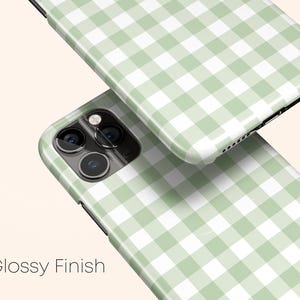 Green Gingham Phone Case, Checkered iPhone 13 Case, Green Plaid iPhone 12 Case, iPhone 11 Case, iPhone XR Case, Galaxy Phone Case, pixel image 3