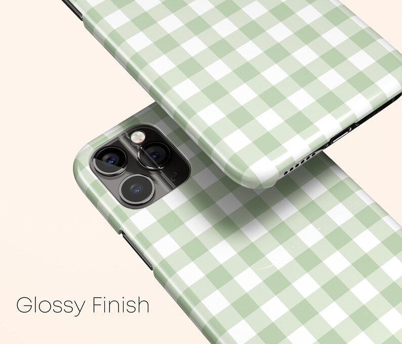 Green Gingham Phone Case, Checkered iPhone 13 Case, Green Plaid iPhone 12 Case, iPhone 11 Case, iPhone XR Case, Galaxy Phone Case, pixel image 3