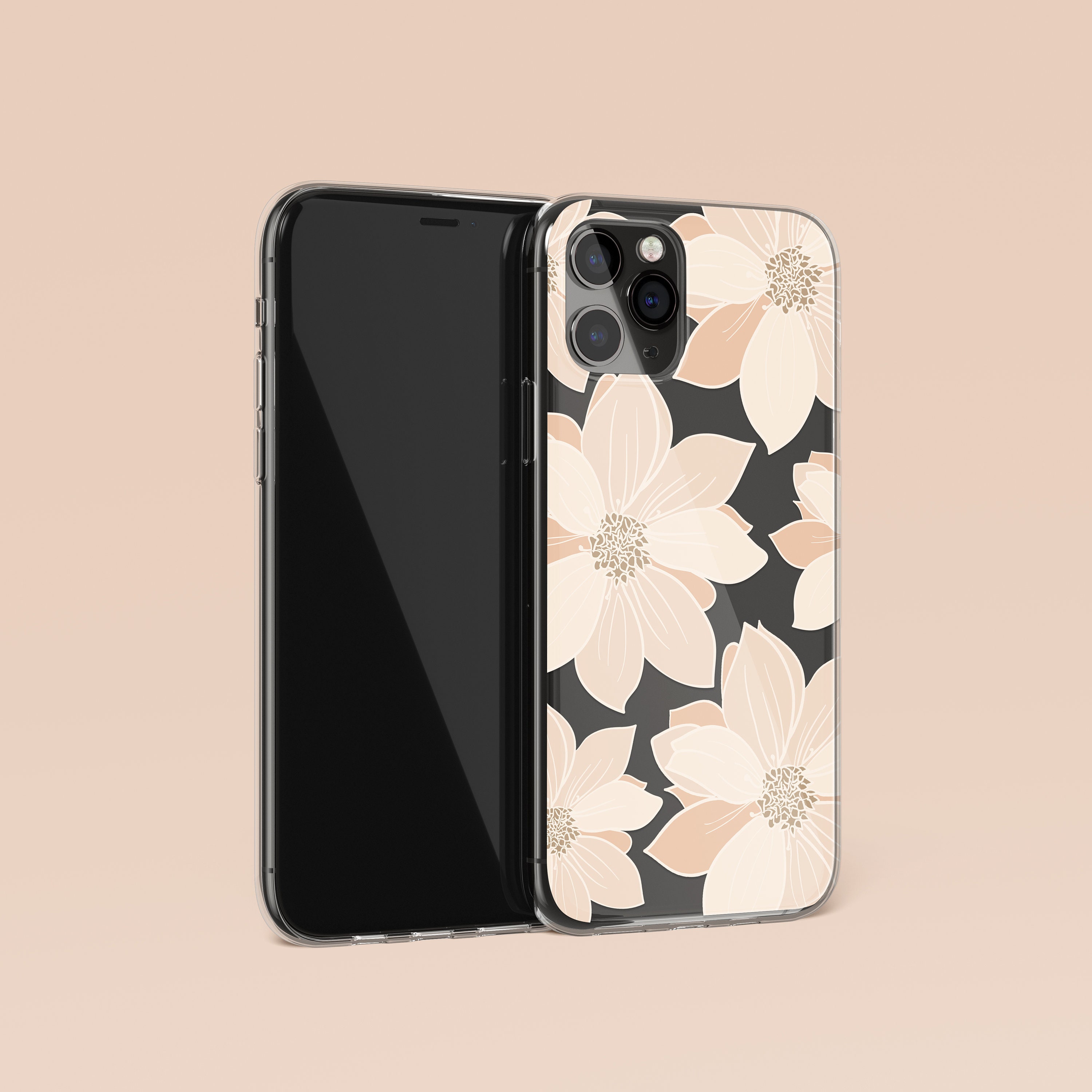 Yoedge Fleur Coque Transparente pour Apple iPhone 14 / iPhone 13 6,1“,  Mignon Strawberry Floral Housse Antichoc TPU Étui Wave Design Aesthetic  pour