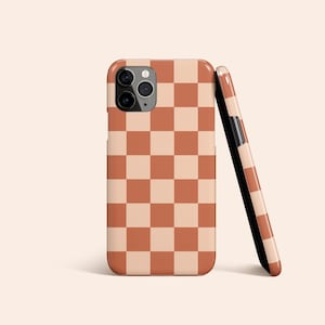Brown Checkered Phone Case, Fall iPhone 13 Case, iPhone 12 Case, iPhone 11 Pro Case, iPhone XR Case, Galaxy S22 Case, Pixel Case