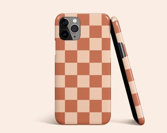 Brown Checkered Phone Case, Fall iPhone 13 Case, iPhone 12 Case, iPhone 11 Pro Case, iPhone XR Case, Galaxy S22 Case, Pixel Case