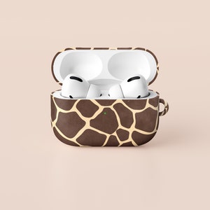 Giraffe AirPods Case Animal Print AirPods Pro Case Brown Schützende Hartschale Airpod Case Cover mit Karabiner Schlüsselanhänger 1st Gen 2nd Gen