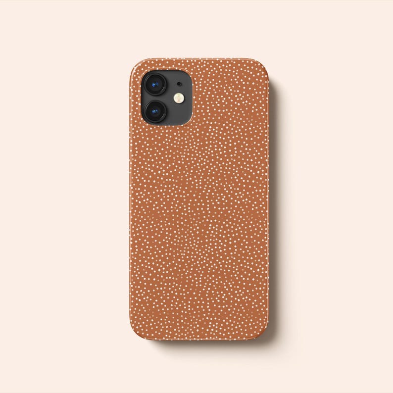 Harvest Brown Polka Dot Phone Case, Protective Hard Cover image 5