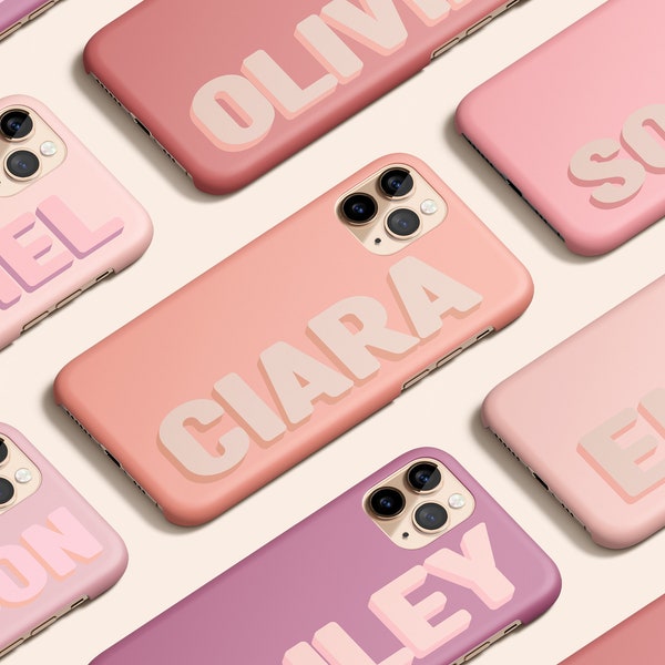 Pink Personalized Phone Case, Custom Name iPhone 15, Customized iPhone 14, 3D Initials iPhone 13, Pastel iPhone 12, Monogram iPhone 11
