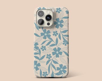 Blue Floral Phone Case, Botanical iPhone 15 Case, Flower iPhone 14 Matte Tough Case, Ivory iPhone 13 Slim Case, iPhone 12 Protective Cover