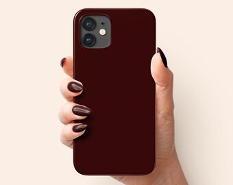 ダークバーガンディのスマホケース、iPhone 15用ソリッドカラータフ