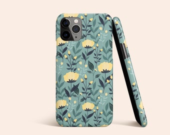 Yellow Floral Phone Case, Folk Flower iPhone 13 Case, iPhone 12 Case, iPhone 11 Pro Case, iPhone XR XS Case, Galaxy S22 Case, Pixel 6 Case