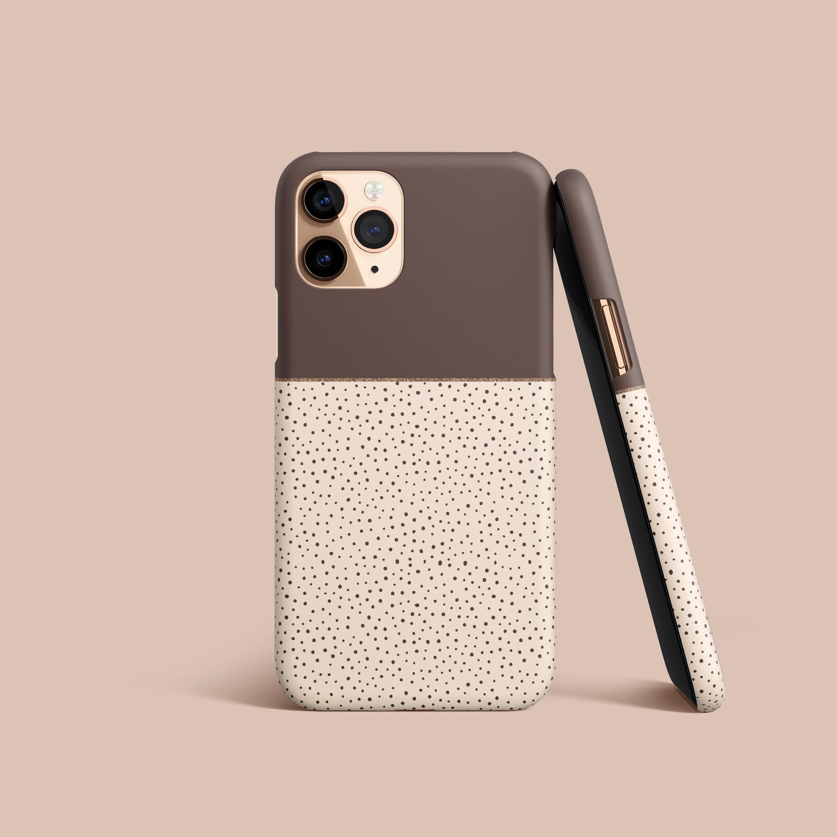 Brown Colorblock Phone Case, Polka Dot iPhone 13 Case, Brown