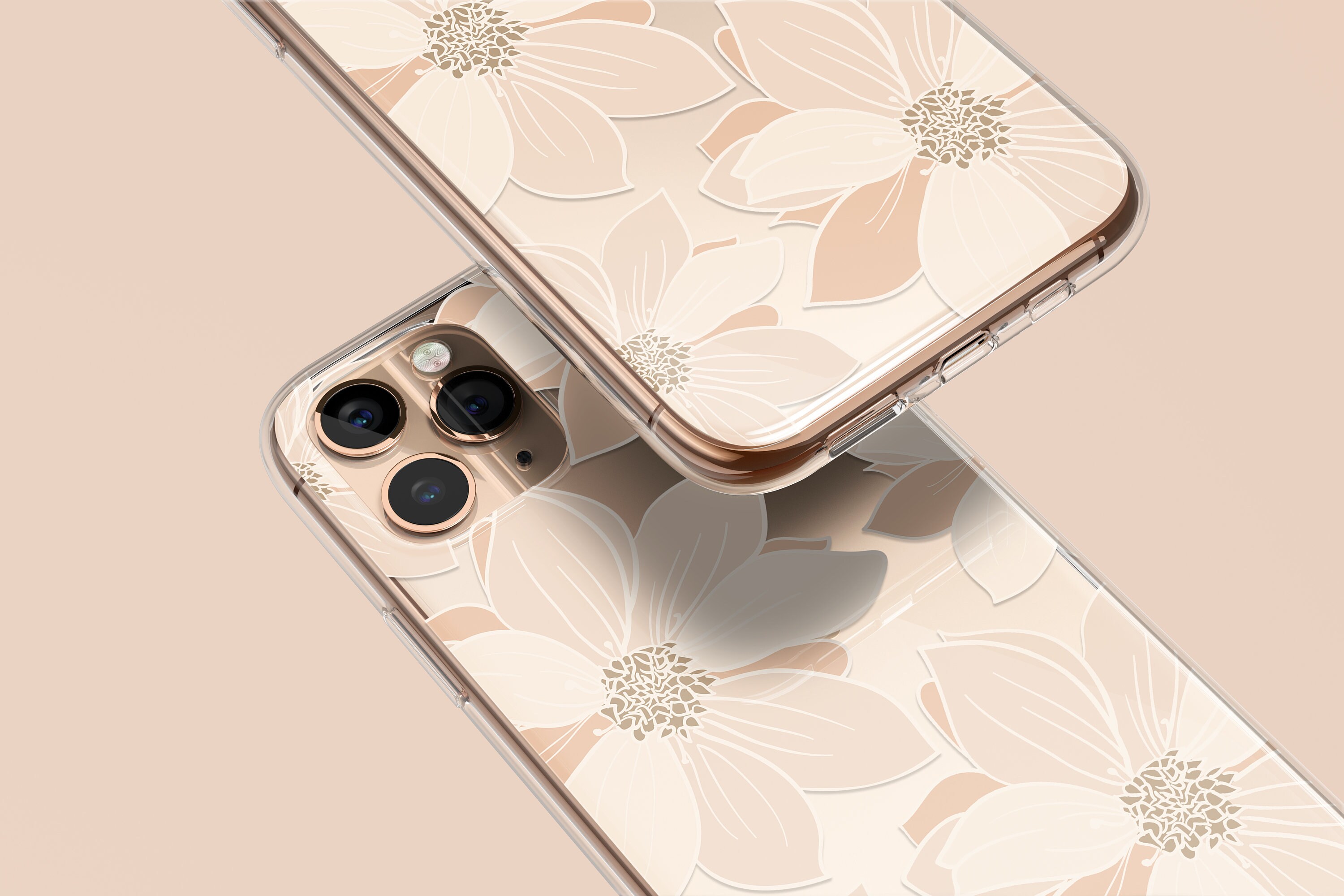 Yoedge Fleur Coque Transparente pour Apple iPhone 14 / iPhone 13 6,1“,  Mignon Strawberry Floral Housse Antichoc TPU Étui Wave Design Aesthetic  pour