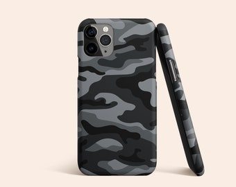 Black Camo Phone Case, Grey Military iPhone 15 Case, Camouflage iPhone 14 Matte Case, Army iPhone 13 Glossy Case, iPhone 12 Protective Cover