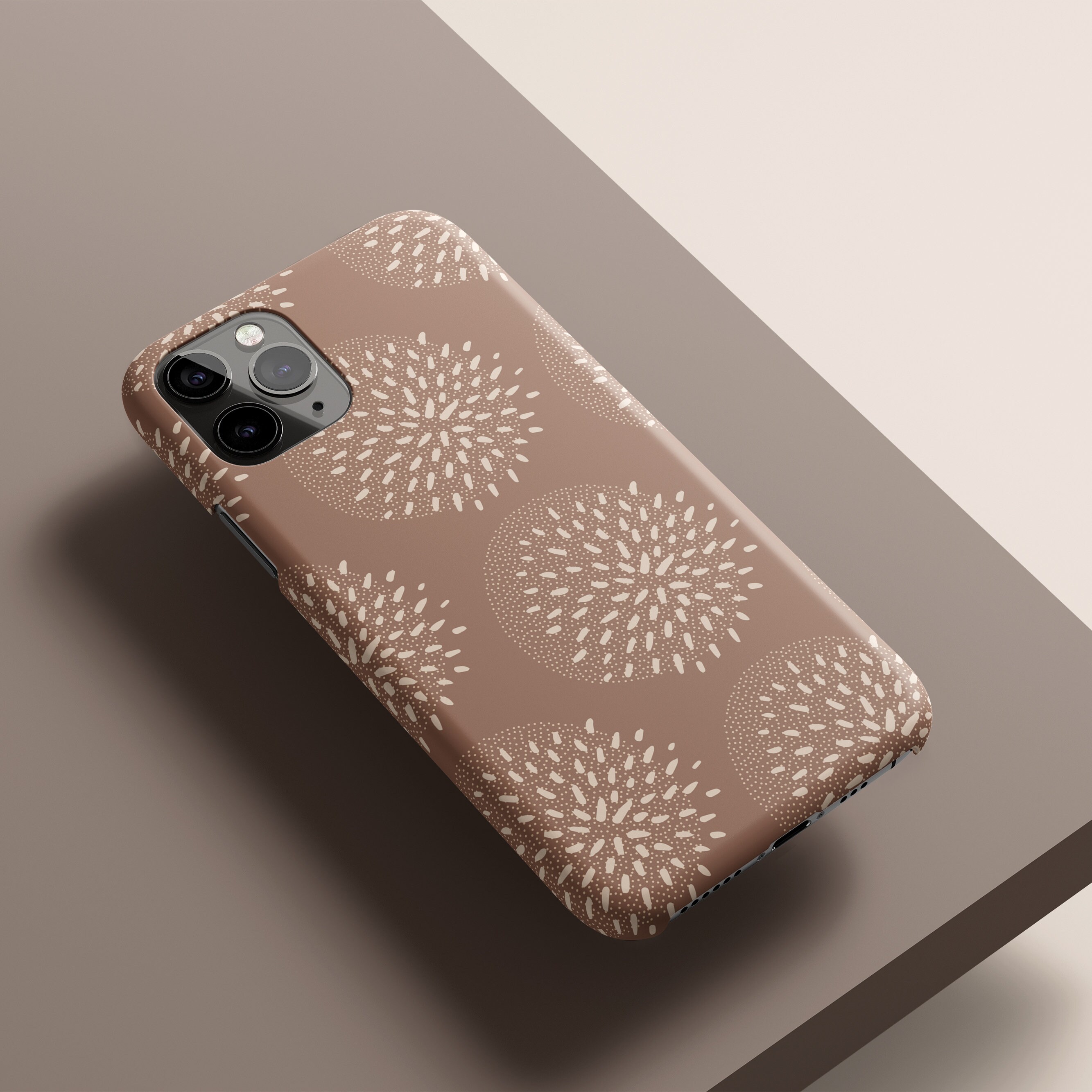 Brown Boho Phone Case Floral Abstract Iphone 13 Case Beige Etsy UK